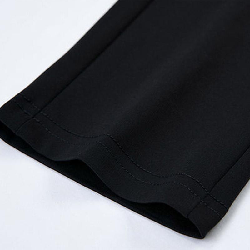 Women's Elastic Waistline Winter Leggings Plus Velvet Thickening Outer Wear Black Elastic Feet High Waist Thin Cotton Trousers
