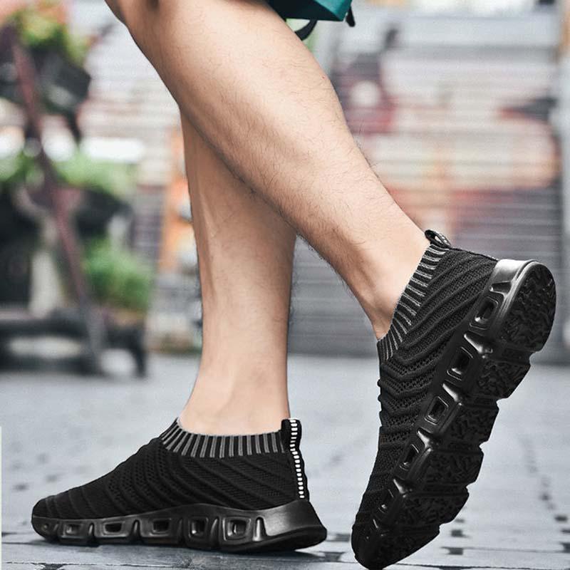 Plus Size 39-48 Summer Men Knitting Sneakers Comfortable Running Basketball Shoes Students Breathable Shockproof Non-slip Shoes