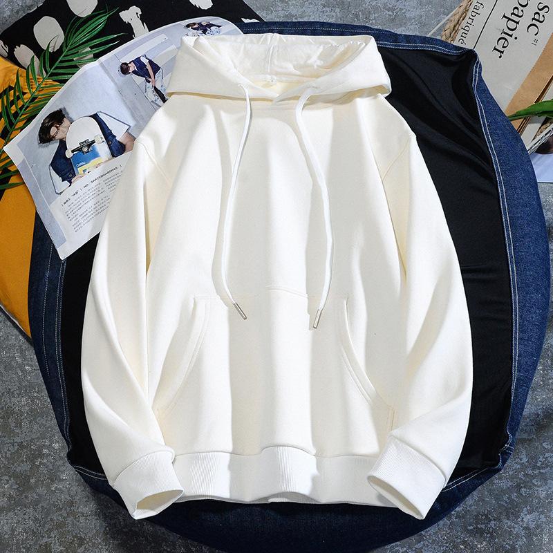 Basic Solid Color Plush Hooded Men's Autumn and Winter Casual Oversized Sweater