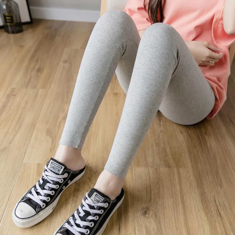 High-waist Women's Thin and Versatile Leggings Solid Color Outer Wear Plus Velvet Stretch Leggings Thickened Straight Leg Pants To Keep Warm