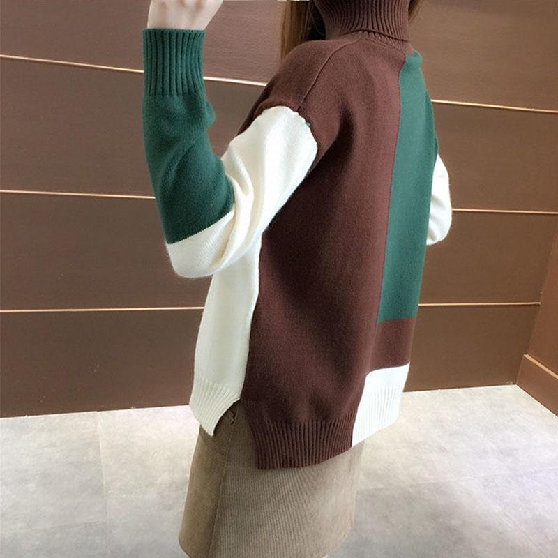 Autumn and Winter Casual Sweater High Neck Knitted Bottoming Shirt Loose Plus Size Women's Top