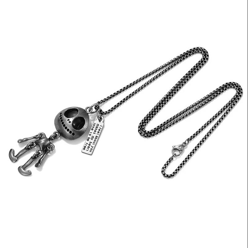 Black Skeleton Skeleton Men's Pendant Long Sweater Chain Couple Necklace Hip Hop Female Long Necklace Alien Personality Necklace Chain Necklaces
