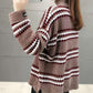 Women's Winter Large Size Versatile Striped Sweater Female Autumn Loose High Collar Long Sleeve Warm Knitted Pullover