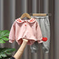 Baby Girl Suit Spring and Autumn Baby Clothes Letter Printing Pullover Lapel Cute Long-sleeved Sweater + Casual Sports Pants Two-piece Set