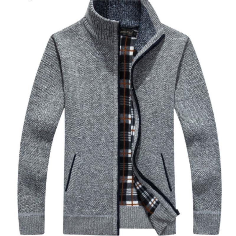 Autumn and Winter Sweater Men's Cardigan Velvet Thick Casual Jacket Loose Warm Fashion Men's Clothing