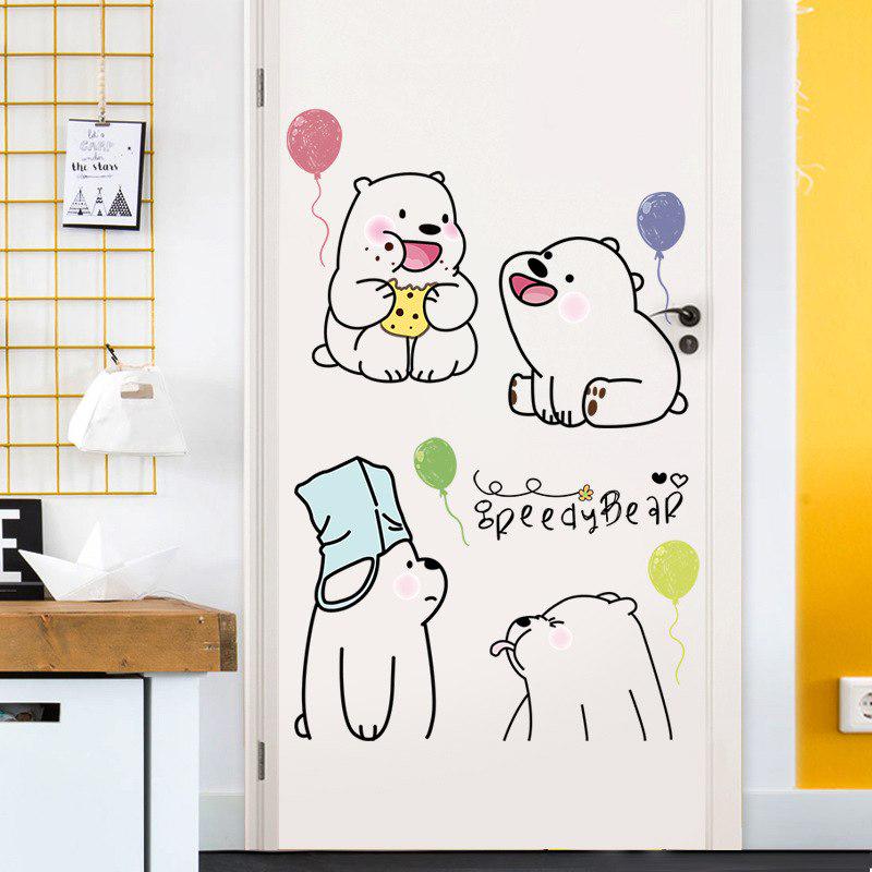 Cartoon Cute Lazy Polar Bear Wall Stickers For Kids Room Living Room Home Decoration Background Chil