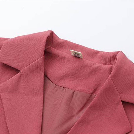 Girls Suit Two-piece Korean Version Spring and Autumn Long-sleeved Jacket Nine-point Pants Solid Color Suit Jacket Trousers Two-piece Set