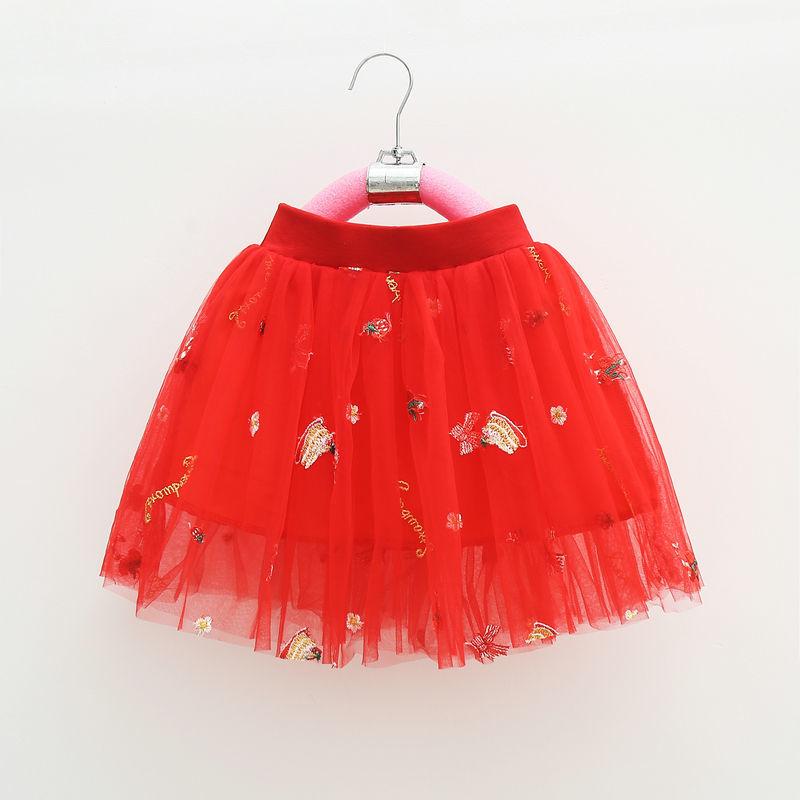 Children's Skirts Girl Baby Short Veil Lace Cute and Sweet Printed Embroidery Elastic Waist Princess Tutu A-line Skirt