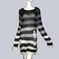 Goth Punk Sweater Fashion Hole Pullover Knitted Striped Sweaters Plus Size Loose Long Sweater Broken Hollow Out Streetwear Hip Hop Harajuku Sweaters