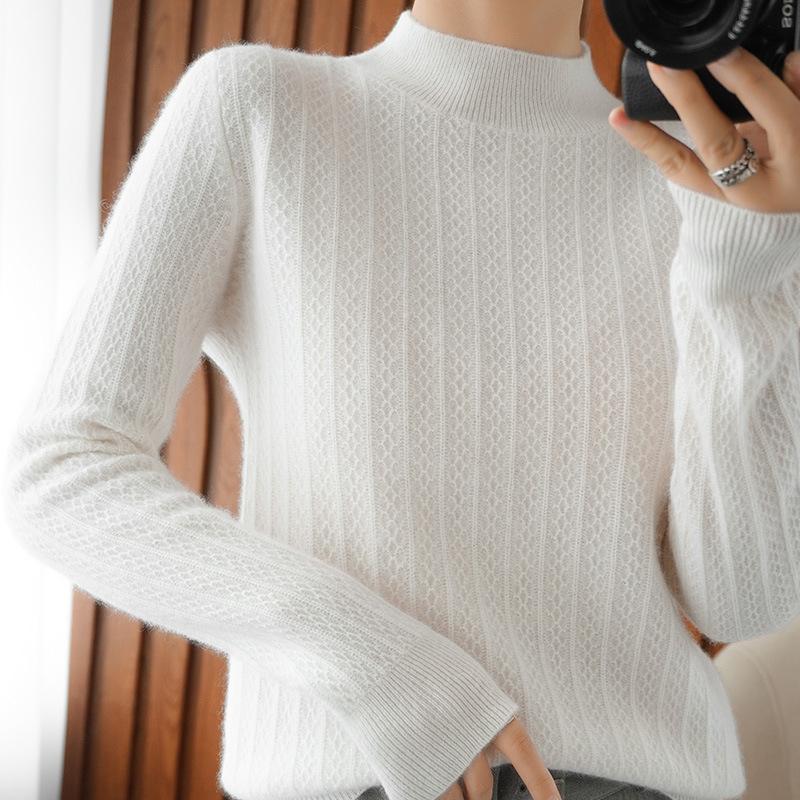 Sweater Women's Half Turtleneck Pullover Knitwear Korean Style Loose Pullover Pure Color Trending Sweater Autumn and Winter Top