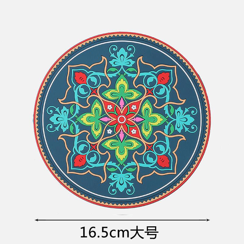 1/2/4pcs Mandala Pattern Creative Silicone Coaster Household Anti-scalding Mat Coffee Drink Coaster
