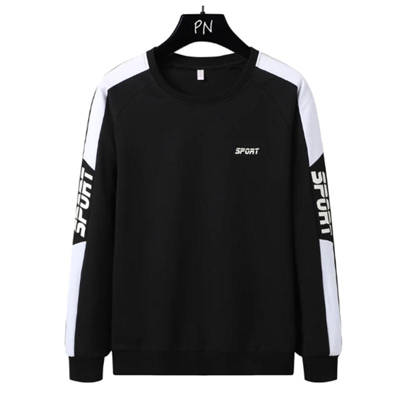 Men's Spring and Autumn Cotton Shirt Pullover Round Neck Long-sleeved Loose Casual Printing Sportswear Male Loose Red Black Tracksuit Sport Costume