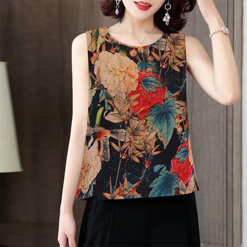 Summer Thin Vest Women's Age-reducing Mother Wear Suspenders Cool Fashion All-match Top Shirt