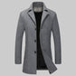 Men's Autumn and Winter Thick Woolen Coat Mid-length Slim Business Coat Winter Single-breasted Wool Trench Coat Solid Casual Suit Collar Warm Outfit
