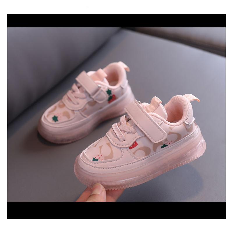 Girls' Plush Sneakers Light Up Children's Leisure Board Shoes with Lights In Autumn and Winter
