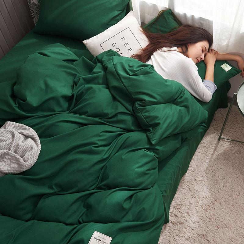 American Style Spring Autumn Bedding Set Dark Green+Gray King Queen Full Single Size Bed Sheet Duvet Cover Pillowcase