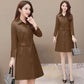 Women's Windbreaker Mid-length Spring and Autumn Solid Color Korean Version Slim Waist Tightening Large Size Slim Coat