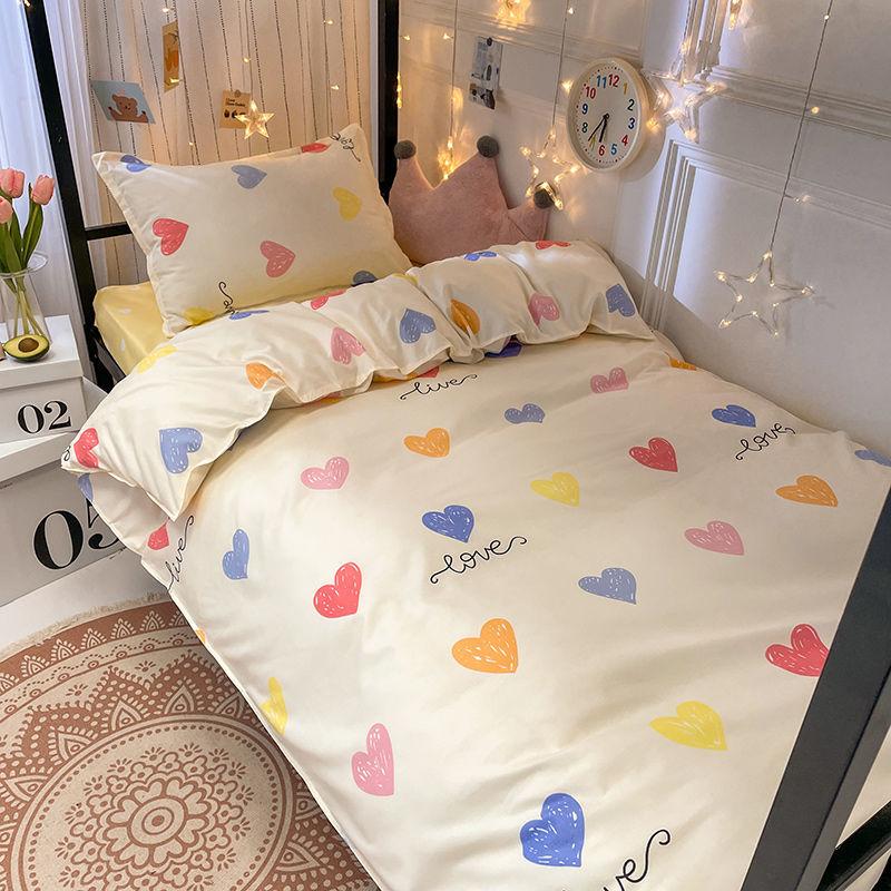 Princess Style Bed Three-piece Single Bed Sheet Pillowcase Quilt Cover Set Love