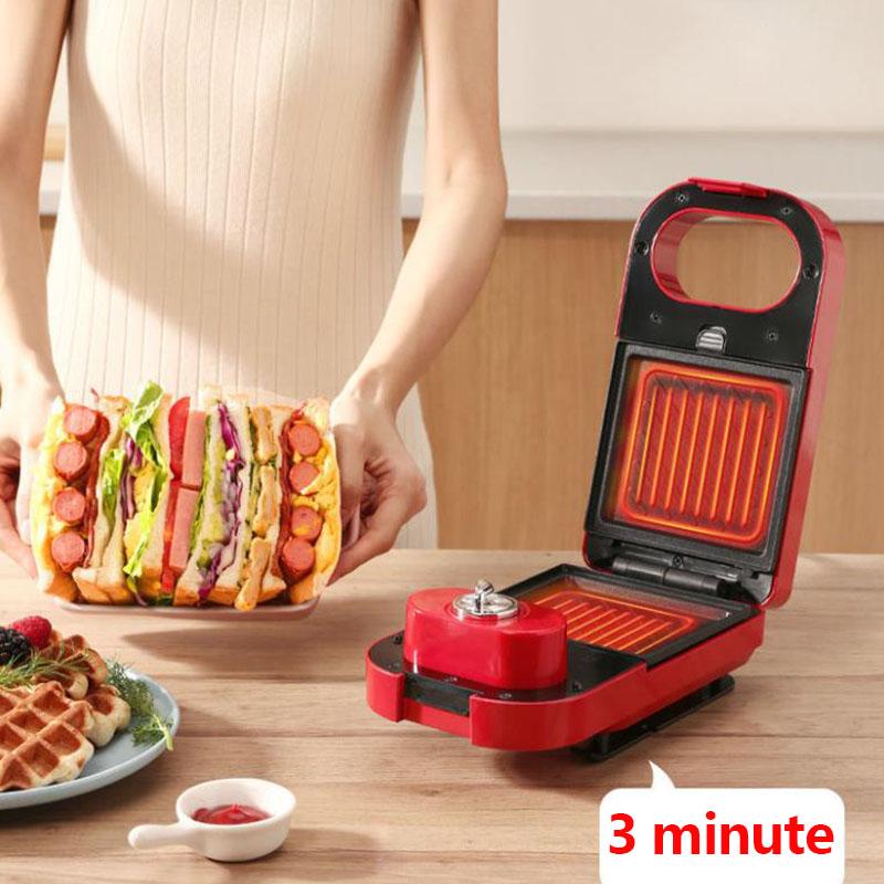 650W Breakfast Sandwich Making Machine with 5 Baking Pan Waffle Maker Bread Maker Barbecue Maker