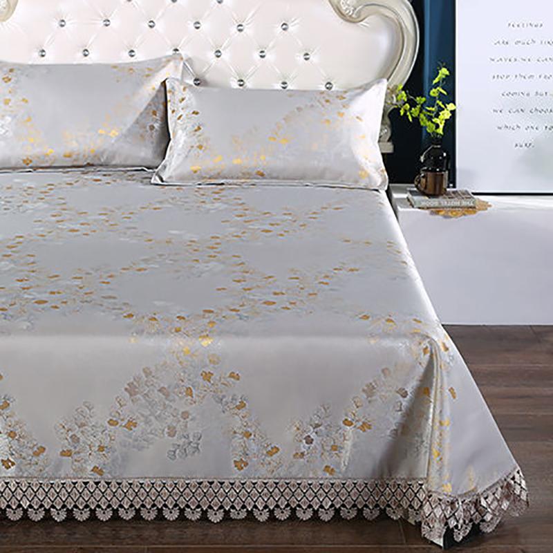 Summer Skin-friendly Ice Silk Mat Washed Folding Mat Sheet High-end Jacquard Double Lace Soft Mat
