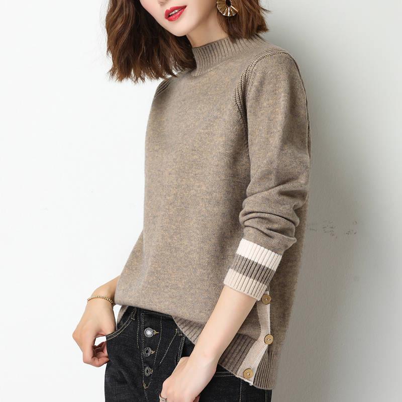 Half-Turtleneck Knitted Sweaters Women Long Sleeve Soft Sweater Pullovers Solid Bottoming-shirt