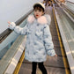 Girls Winter Warm Cotton Jacket Thicken Plus Fleece Large Fur Collar Windproof Winter Clothes