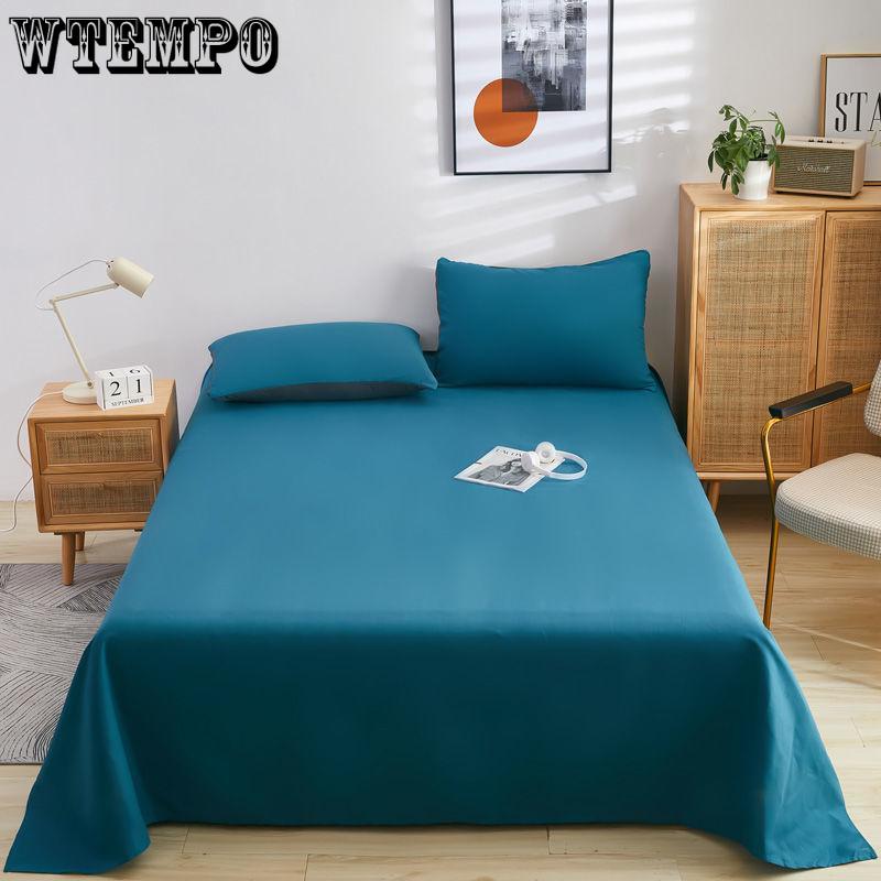 Solid Color Bed Sheet Cotton Mattress Protector Cover Flat Sheet 1pcs Soft Bedclothes Twin Queen King Size
