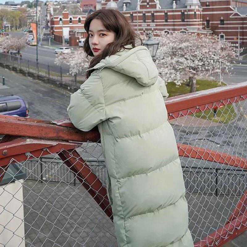 Winter Mid-length Down Jacket Ladies Korean Fashion Thick Warm Hooded Jacket