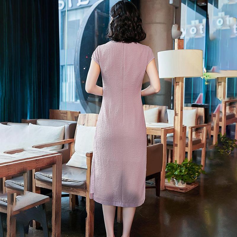 Chinese Style Cheongsam Long Dress Improved Version Cheongsam Women's Dress Skirt Female Summer Thin Retro Chinese Style