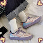 Color-blocking Canvas Shoes Women's Flat-heel Lace-up Student Low-top Purple Fashion Women's Shoes White Shoes