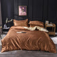 Washed Ice Silk Four-piece Set Pure Color Satin Silk Imitation Silk Bedding