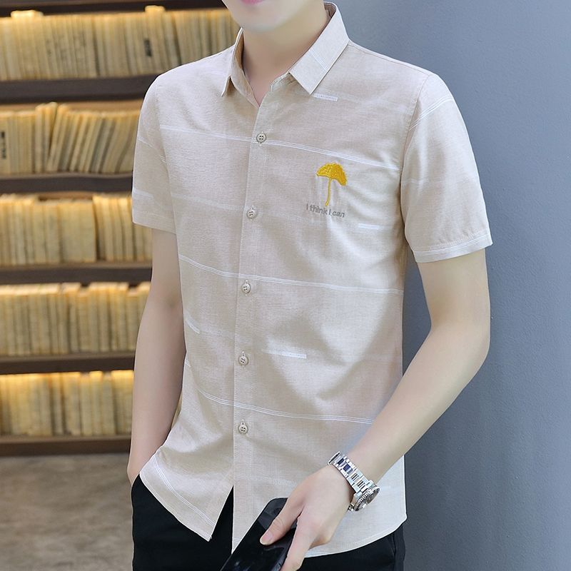 Summer Men's Business Professional Formal Wear Shirt Slim Shirt Handsome Work Casual High-end Inch Shirt