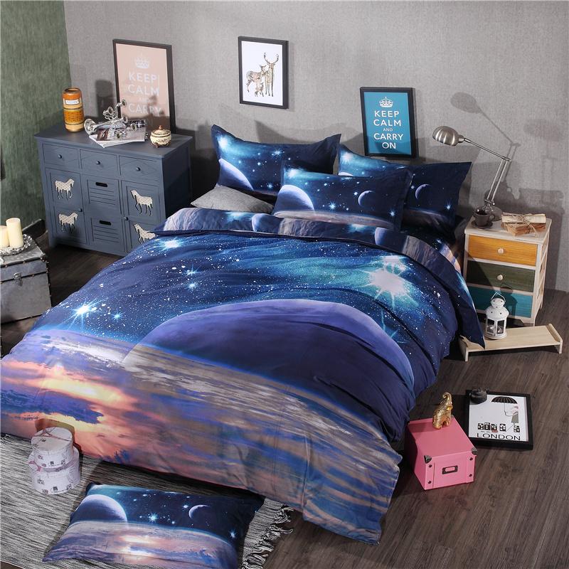 3D Creative Starry Sky Bedding Net Red Personality Realistic Four-Piece Set Double Student Bedding