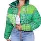 Fashion Women Jacket Winter Coat Printed Short Sexy Down Jackets Thicken Warm Cropped Tops Parkas Nightclub Zipper Wear Clothes Lady