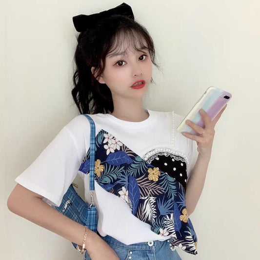 Women's Summer Loose Round Neck Printed Short Sleeve T-shirt