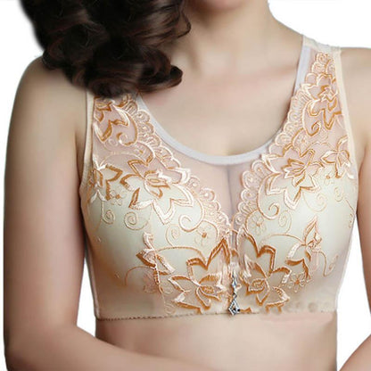 Women Beautiful Back Large Size Bra Without Steel Ring Thin Sexy Full Cup Vest Style Gather Breathable Fashion Bra