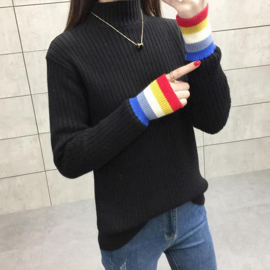 Loose Half High Neck Knitted Bottoming Shirt Thick Warmth Fashion Slim Slim Sexy Female Top