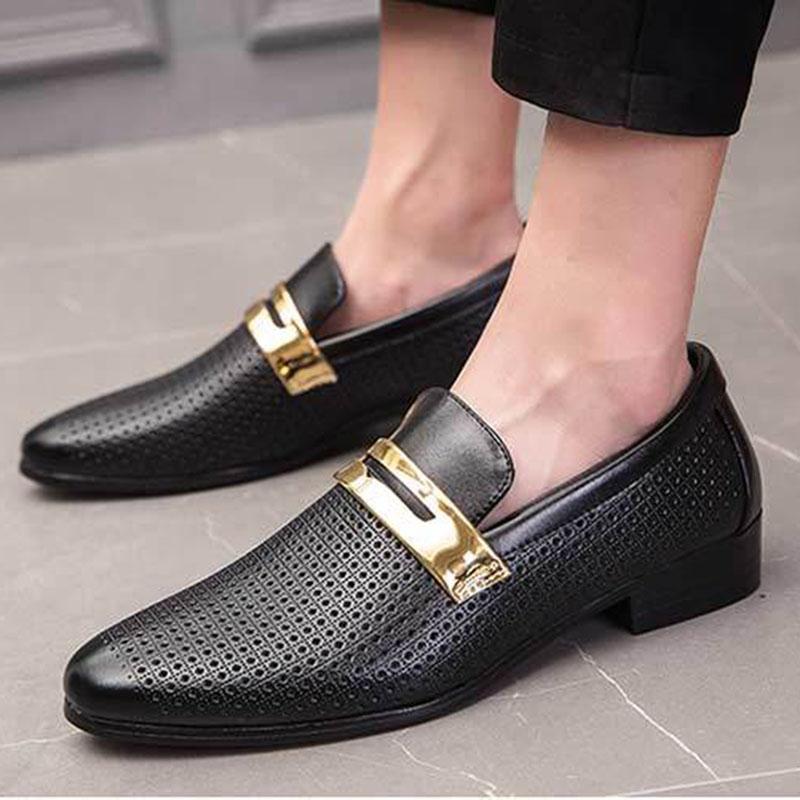 Summer British Fashion Men's Breathable Hollow Casual Shoes Men's Leather Shoes Men's Flats Shoes