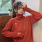 Strawberry Embroidery Sweater Sweet Girl Autumn and Winter Warm Loose Turtleneck Sweater