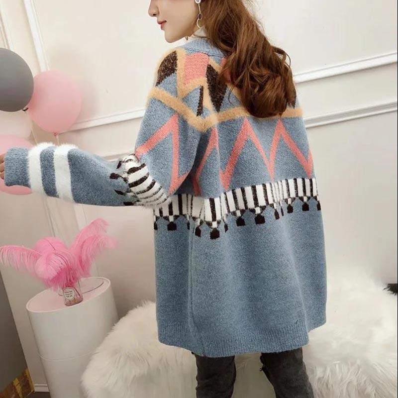 Sweater Cardigan Women Loose Student Knitted Sweater Coat Plus Size Plus Size Women's Clothing