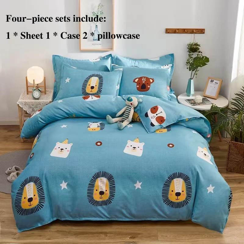 Bed Supplies Grinding Four-piece Thick Twill Bed Single Pillow Package Set Home Bedding 1.8 M 2 Meters Double Bed