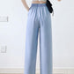 Women Summer Thin Solid Color Wide Leg Pants Female High Waist Straight Tube Denim Loose Ice Casual Pants