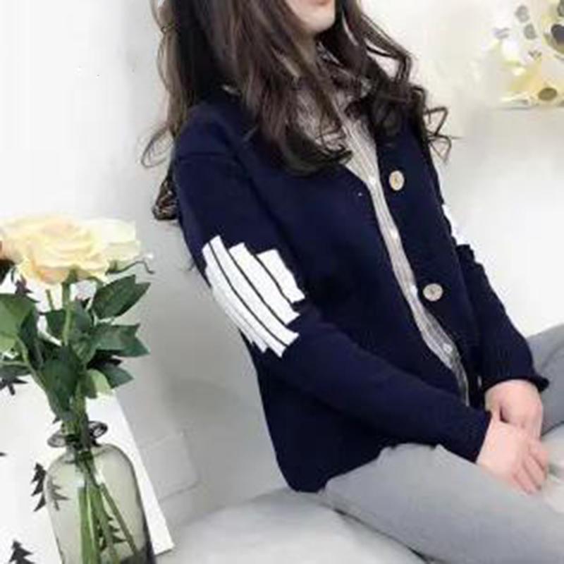 Spring  Autumn V-neck Cardigan Sweater Women Short Knit Small Coat Loose Casual Fashion Students All-match