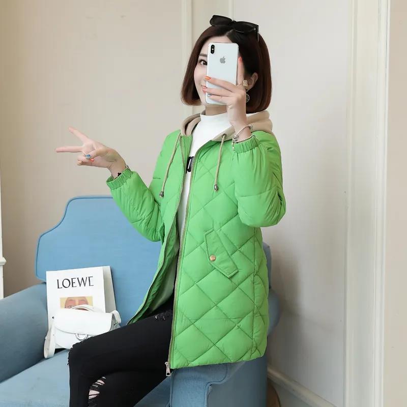 Winter Down Jacket Women's Korean Fashion Cotton Jacket Mid-length Hooded Thick Plus Size Down Jacket