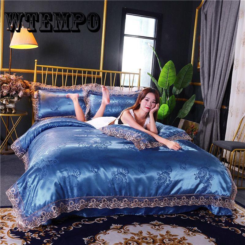 Luxury Wedding Bedding Set King Queen Size Jacquard Bed Set Duvet Cover Bed Skirt Set Pillow
