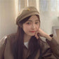 Ladies Beret Hat Vintage Woolen Retro Metal Heart Painter Hat Solid Sweet Cute All-match Beret Cap High Quality Beanies Cap