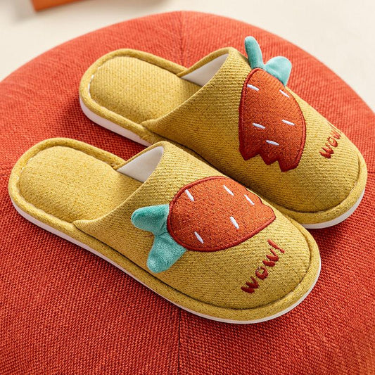 Autumn and Winter Carrot Design Cotton Slippers Non-slip Warm Cotton Shoes Comfortable Casual Fashion