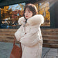 Autumn and Winter Fluffy Big Fur Collar Down Padded Jacket Women's Mid-length Plus Size Loose Padded Padded Over-knee Bread Jacket Padded Jacket