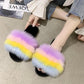 Women's Autumn and Winter Wool Slippers Female Versatile Anti-skid Flat Bottom Lovely Slippers Casual Household Slippers