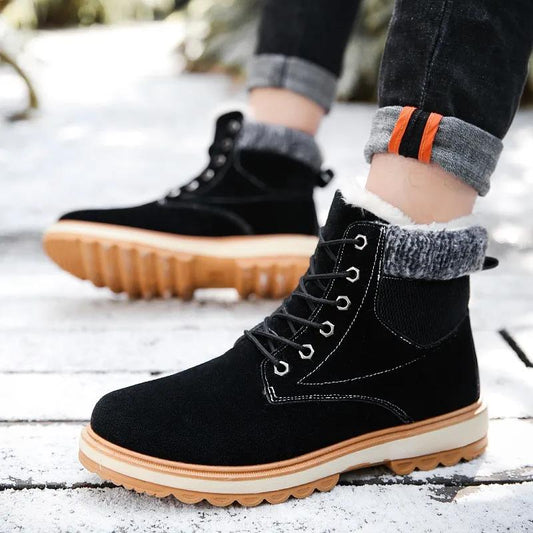 Plush Men's Winter Snow Boots High-top Thick Warm Cotton Shoes Men's Short Boots